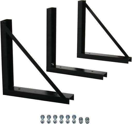 [BRSROHT5AF5WGCTH] 3 PCS 18 x 18 Inch Black Welded Structural Steel Mounting Brackets for Truck Trailer Underbody Tool Boxes with Screws Spacers and Sleeves