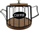 Coffee Pod Holder Basket Modern Large Capacity Iron Sturdy Container Organizer for Cafe Home Office Bar Accessories Kitchen , black