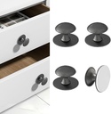 Adhesive Cabinet Knobs 4pcs Grey Self-Stick Knobs Drill Free Dresser Drawer Pulls Stainless Steel Stick On Handles for Medicine Cabinets Drawer Cupboards Glass Sliding Door Terrarium Lid