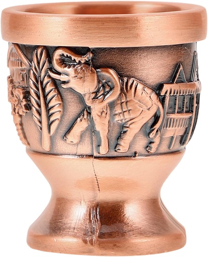 [BRSRAFA6BF5WGELJ] LUOZZY Vintage Metal Shot Glass Retro Style Goblet Tea Glass Cups Glass Tea Cups Metal Shot Glass Chinese Wine Glasses Home Supplies