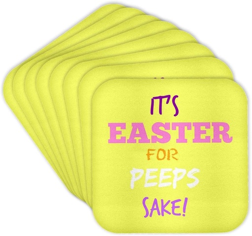 [BRSWKZQZDN4QEYLE] 3dRose Its Easter for Peeps Sake - Soft Coasters, Set of 8 (CST_218818_2)