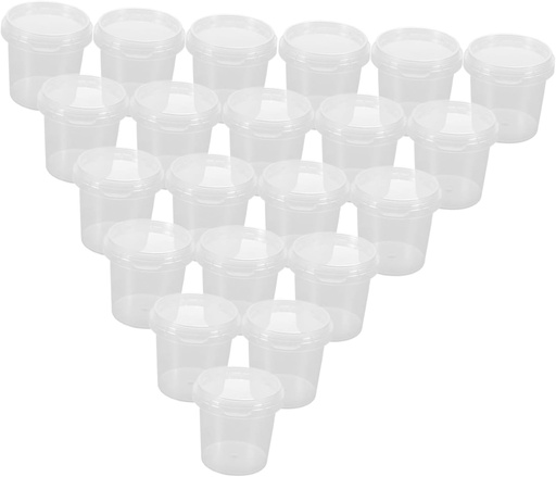 [BRSRABA6CV4A4FIV] Luxshiny 20pcs Round Food Storage Buckets Airtight Lids for Cake Ice Drink Cupcake Milk Tea Ice Jelly Freezer Containers