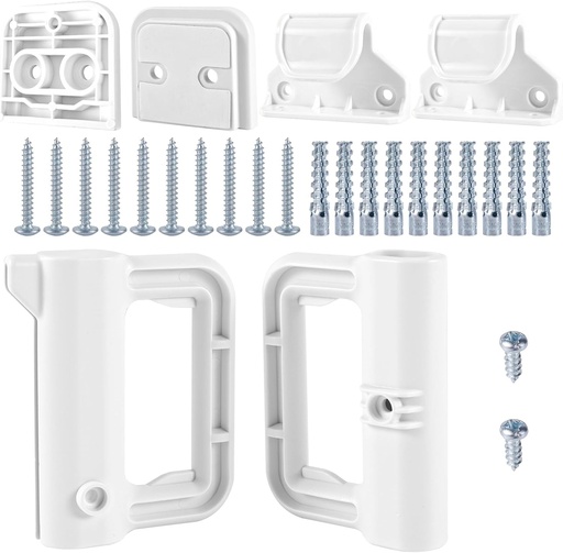[BRSRAFAHC4CRMAIZ] Baby Gate Replacement Parts Kit with Hardware, Wall Mounting Kit, Accessories - Brackets, Hooks, Latches, Screws for Mesh and Retractable Gates