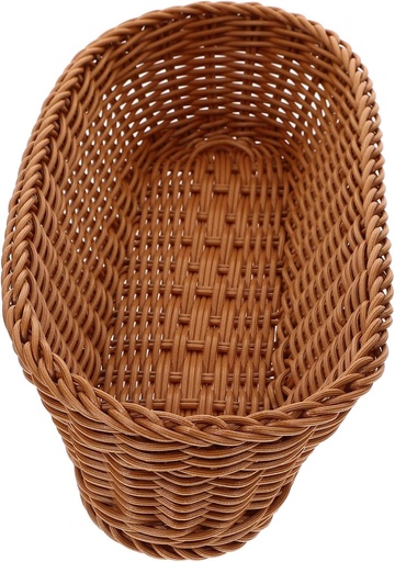 [BRSREBQ6CN7WCHIY] Oval Woven Fruit Basket Multipurpose Decorative Storage Box for Bread Vegetables Snacks Handcrafted Plastic Imitation Rattan Serving Tray for Kitchen and Dining Table Rustic