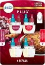 Febreze Odor-Fighting Fade Defy PLUG Air Freshener Baked Cinnamon Apple, Cranberry Crumble, .87 fl. oz. Oil Refill, 2 of Each