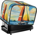Colorful Sail Boat Toaster Cover 2 Slice, Waterproof Bread Machine Covers with Pockets Universal Size Kitchen Small Appliance Cover with Handle, Dust and Fingerprint Protection