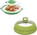 2Pcs Microwave Splatter Cover Lid for Food with Water Steamer and Silicone Cover