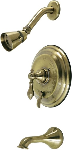 [BRSWYHQEDMOQ2ET3] Kingston Brass KB36330ACL American Classic Single-Handle Pressure Balanced Tub and Shower Faucet in Antique Brass