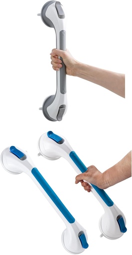 [BRSRAYAHCB5Q4CLO] TAILI Shower Grab Bar Set 16 Inch Suction Cup Grab Bars for Bathroom & Shower, Removable Shower Safety Handle Heavy Duty Bathtub Grip, Grey & Blue