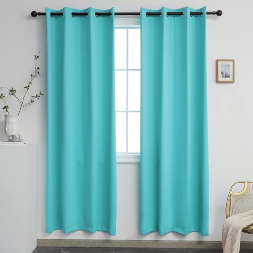[BRSWGGT2OJ7R6CQ7] YGO Turquoise Curtains for Bedroom Living Rooms Thermal Insulated Innovated Microfiber Blackout Window Panels Light Blocking Drapes Grommet Top 52x84 Inch 2 Panels