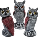 Plastic Owl Statue Decoy to Scare Birds - Weatherproof Outdoor Bird Owl with Rotating Rod for Yard, Pool & Patio, Bird Control Device
