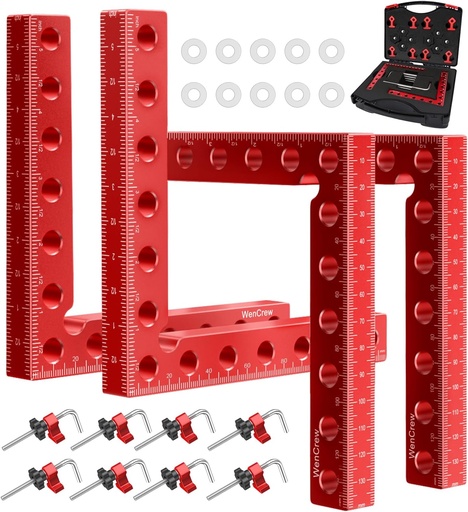 [BRSREGTQDJ7G2ETX] Corner Clamps for Woodworking, WenCrew 4pcs 90 Degree Right Angle Clamp 5.5" Aluminum Alloy Clamping Positioning Squares Woodworking Tools for Frame, Box, Drawer, Cabinets, Gifts for Men Dad