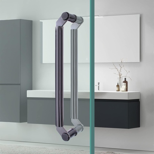 [BRSRAGT3AR7GECT2] Modern Back to Back Barn Door Handle, Double Sided Door Pull Handle, Interior and Exterior Doors Push/Pull Handle Set, Glass Iron Metal Doors/Gray/44Cm (18")