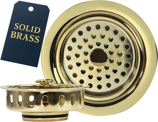 [BRSWGGQHAB7QAGYZ] Nantucket Sinks 3.5 KDPB Kitchen Kit 3-1/2 PVD Coated Brass Sink Drain Assembly, Gold Color