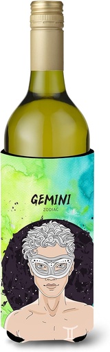 [BRSWGYALBACA233V] Caroline's Treasures BB7319LITERK Gemini Zodiac Sign Wine Bottle Hugger Bottle Cooler Sleeve Hugger Machine Washable Collapsible Insulator Beverage Insulated Holder