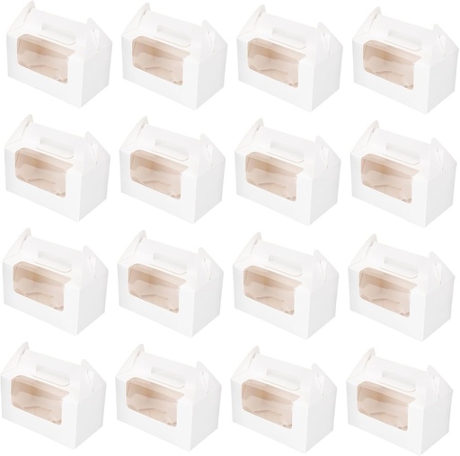 [BRSRAGILOUIRAFDK] Muffin Cupcake Box 16pcs Set Window Cupcake Containers Pastry Boxes Dessert Packing for Egg Tart Cakes Cookies