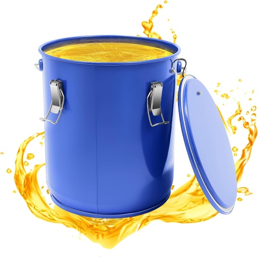 [BRSREYLROV6QO3LB] 6-Gallon Fryer Grease Bucket - Commercial Oil Disposal Caddy w/Locking Lid, Filter Bag & Rust-Proof Steel Construction - For Restaurants, Fast Food & Hot Pot Kitchens