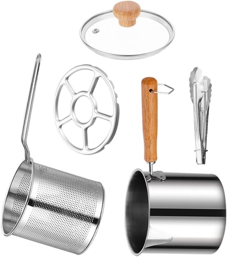 [BRSRABAQBADQICLD] BESTOYARD Stainless Steel Deep Fryer Pot Mini Oil Fryer Skimmer Splash Guard for Deep Frying