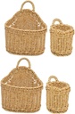 OUNONA 2sets Woven Hanging Basket for Kitchen Storage Farmhouse Style Wall Basket for Garlic Ginger and Vegetables Decorative Wall Organizer for Fruit and Seasonings 2pcs*2