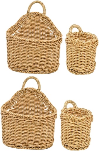 [BRSREEDYBYJWGF3H] OUNONA 2sets Woven Hanging Basket for Kitchen Storage Farmhouse Style Wall Basket for Garlic Ginger and Vegetables Decorative Wall Organizer for Fruit and Seasonings 2pcs*2