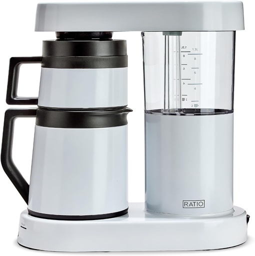 [BRSROCAQOAFGMCT3] Ratio Six Series 2 Coffee Machine - Automatic Drip Coffee Maker - 1.25L/40oz - Brews 2-8 Cups - White