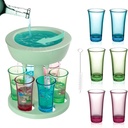 6 Shot Pourer Glass Dispenser and Holder,Shot Dispenser with 6 Cups 2 Oz Shot Glasses, Multiple Buffalito Six Drink Shot Dispenser for Party, Multi Pouring Shot Dispenser Glasses,Pink