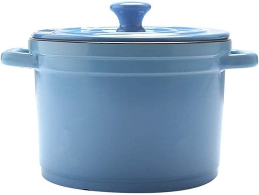 [BRSRAGLYBYCAM3LX] Refractory Ceramic Classic Casserole With Lid, Ceramic Casserole with lid, Slow Cooker Round Dutch Oven, Healthy Non-Stick Ceramic,Home Kitchen Ceramic Casserole (Color : Blue, Size : 3l) (Blue 4L)