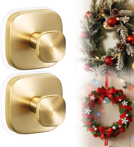 [BRSREHYDC4IRQCDG] Suction Cup Hooks for Door Wreaths on Glass Suction Cup Hooks for Shower,2025 No Drill Wreath Hanger Holder Christmas,Hook Hanging Towels for Window Door Bathroom Mirrors for Daily Use (Gold-2PCS)