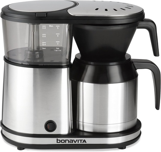 [BRSWIAICOYAAYCL4] Bonavita 5 Cup Drip Coffee Maker Machine, One-Touch Pour Over, Auto Pause Brewing with Stainless Steel Double Wall Thermal Carafe, SCA Certified, Dishwasher Safe, BV1500TS