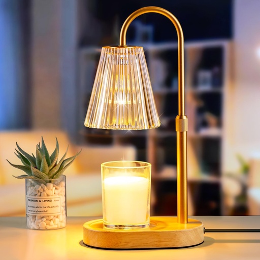 [BRSROBT3OR6RMAIY] Candle Warmer Lamp with Timer: Electric Candles Wax Warmers Glass Lamps for Jar Candles Burner Adjustable Height and Dimmable Light Modern No Flame Scented Candle Warming Lantern, Amber