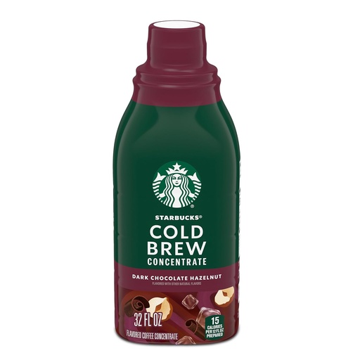 [BRSRAYIHOV5GE3T7] Starbucks Cold Brew Coffee Concentrate, Naturally Flavored Dark Chocolate Hazelnut, Multi-Serve Bottle (32 Fl Oz)​