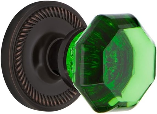 [BRSWEBA6BYPROG3H] Nostalgic Warehouse Timeless Bronze, 725062 Rope Rosette Waldorf Emerald Door Knob, Privacy 2.375