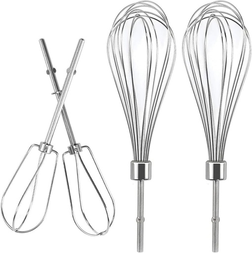 [BRSRAHACAQFGED33] Hand Mixer Turbo Beaters (2 Pack) & Stainless Steel Pro Whisk (2 Pack) Compatible with KHM512BM, KHM2B, KHM312, KKHM53 & Hand Mixer Attachments