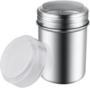 Stainless Steel Sugar Shaker Duster, Chocolate Shaker, Stainless Steel Powder Sugar Shaker Duster with Lid,Fine Mesh Cocoa Flour,Coffee Sifter with Lid,Cocoa,Chocolate,Coffee Sifter Sprinkler Dredgers