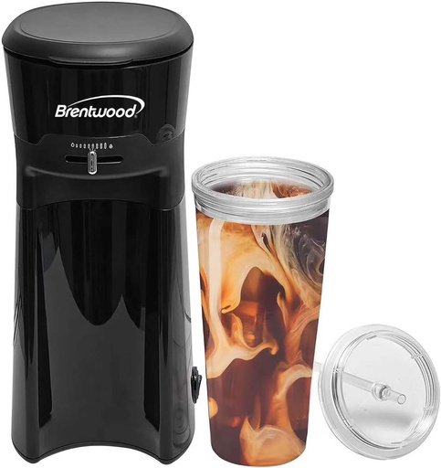 [BRSROAAKBAGWEYA3] Brentwood KT-2121 Single-Serve Iced Coffee and Tea Maker with 20oz Tumbler and Reusable Filter, Black