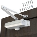 Automatic Door Closer Heavy Duty Fire Prevention Spring Hydraulic Aluminum Alloy Surface Mounted Residential Commerical Grade Door Closer Adjustable Speed Door Weights 99-187 Lbs Size2-White