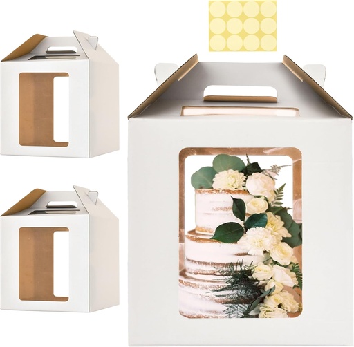 [BRSRAGIPBZ5WG3Y2] 14x14x14 Inch Tall Cake Boxes for Tier Cakes,2pack Large Tiered Cake Boxes, 12in 14in Wedding Cake Carrier,Disposable Layer tall Baking Carrier with Handle