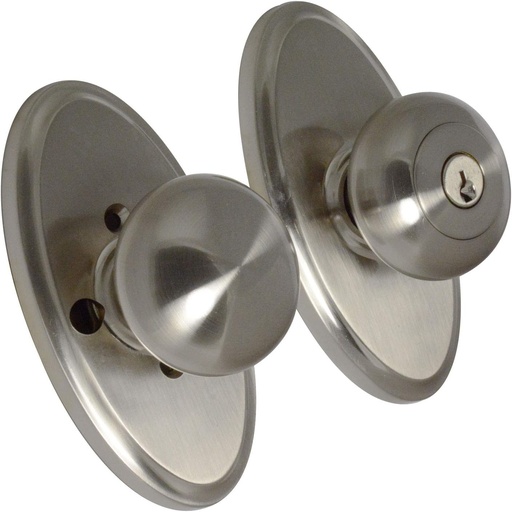 [BRSWIZQOBYMBCFD4] Weslock Impresa Knob Keylock Entry Set - Elegance Collection - 02740ININSL23 - Satin Nickel