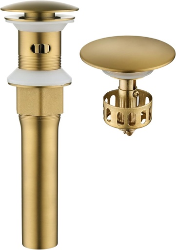 [BRSRMHDYBB6RG3DD] KAIYING Pop Up Drain, Bathroom Sink Drain Stopper with Overflow, Vessel Sink Drain Assembly with Detachable Basket Stopper, Anti-Explosion and Anti-Clogging Drain Strainer (Brushed Brass)