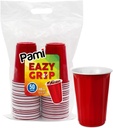 PAMI Easy Grip Red Plastic Party Cups [Pack of 50] - 18oz Disposable Drinking Glasses- Plastic Glasses For Iced Tea, Smoothies, Punch, Cocktails & Cold Drinks- Beer/Beerpong Cups In Resealable Bag