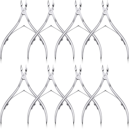 [BRSWYZD2OAJQ4CA4] 8 Pieces Cuticle Trimmer Stainless Steel Cuticle Nippers Pointed Blade Dead Skin Cutter Clipper Remover Scissors Manicure Tools for Fingernails and Toenails(Silver)