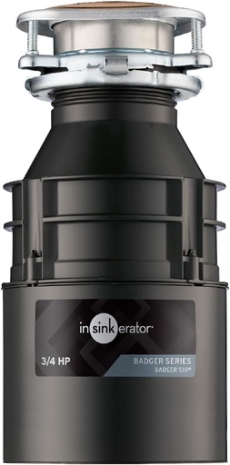 [BRSWIYQMCR7BQHTM] InSinkErator Badger 5XP Garbage Disposal, Standard Series 3/4 HP Continuous Feed Food Waste Disposer, Black / Stainless