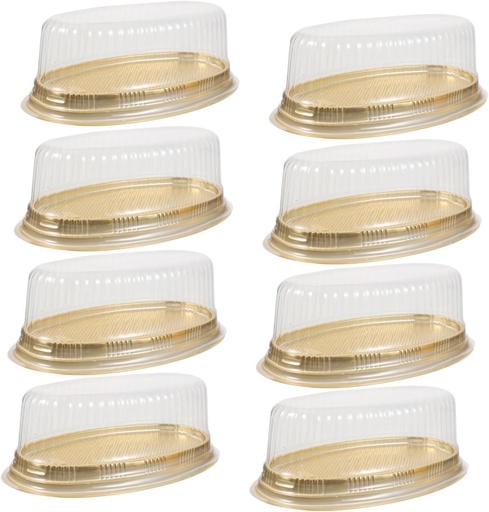 [BRSREHY7CMIGEYLJ] 10pcs Transparent Oval Cake Packing Boxes Disposable Plastic Pallets Portable Cake Containers Safe Food Grade for Party Gifts and Bakery Use Yellow