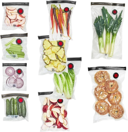 [BRSWYZIKAEMBMFD4] ZWILLING Fresh & Save 10-pc Vacuum Sealer Bags, Sous Vide Bags, Meal Prep - Assorted Sizes