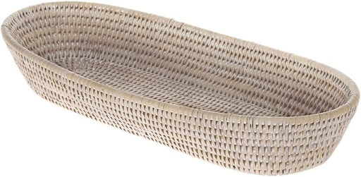 [BRSWKZA6BADB223O] KOUBOO La Jolla Rattan Bread Basket, White Wash, Large