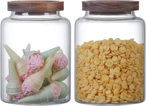 [BRSRA2Y5AQHWCFL6] Vacuum Coffee Canister Glass Food Storage Jars With Airtight Lids Borosilicate Glass Coffee Canister Container for Coffee Beans & Grounds Tea Sugar Spices Kitchen (40oz（1200ml)-2 pack