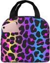 Leopard Neon Animal Print Lunch Bag Insulated Lunch Box Reusable Lunchbox Waterproof Portable Lunch Tote For Women Men Girls Boys