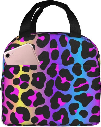 [BRSRMZD7BYBBS334] Leopard Neon Animal Print Lunch Bag Insulated Lunch Box Reusable Lunchbox Waterproof Portable Lunch Tote For Women Men Girls Boys