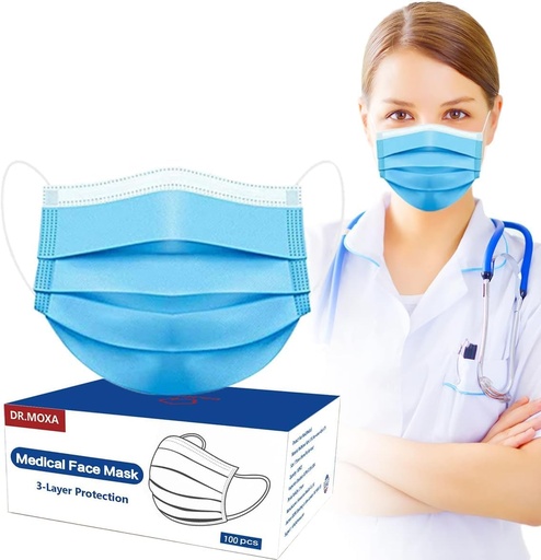 [BRSWYFD4AEJWAETH] 100 Pack Disposable Face Masks ASTM Level 2, Medical Grade 3 Ply Protection Face Mask for Adults - Comfortable,Soft, Breathable