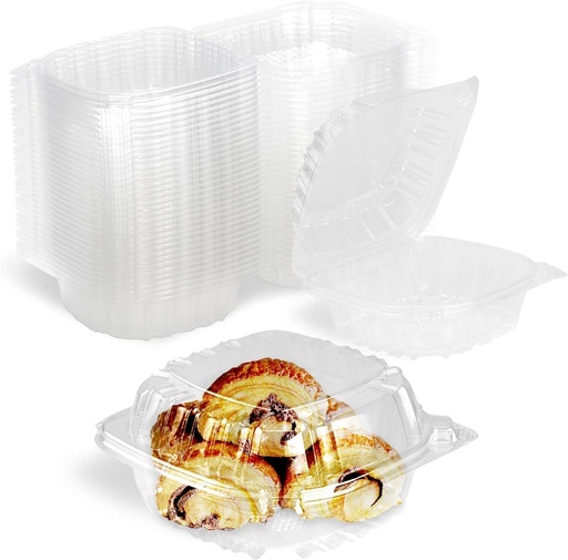 [BRSRAFQRCIPAOHQ4] 50pcs Extra Strong Take Out Plastic Containers, Disposable Clamshell Food Cake Containers with Lids, Clear Plastic Clamshell Food Boxes To Go for Dessert, Cakes, Cookies, Salads, Pasta, Sandwiches